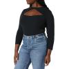 imageAmazon Essentials Womens Fine Rib Long Sleeve Cutout Bodysuit Previously Daily RitualBlack