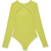 imageAmazon Essentials Womens Fine Rib Long Sleeve Cutout Bodysuit Previously Daily RitualBright Olive Green