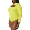 imageAmazon Essentials Womens Fine Rib Long Sleeve Cutout Bodysuit Previously Daily RitualBright Olive Green