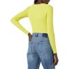 imageAmazon Essentials Womens Fine Rib Long Sleeve Cutout Bodysuit Previously Daily RitualBright Olive Green