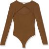 imageAmazon Essentials Womens Fine Rib Long Sleeve Cutout Bodysuit Previously Daily RitualDark Green