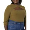 imageAmazon Essentials Womens Fine Rib Long Sleeve Cutout Bodysuit Previously Daily RitualDark Green