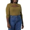 imageAmazon Essentials Womens Fine Rib Long Sleeve Cutout Bodysuit Previously Daily RitualDark Green