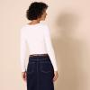 imageAmazon Essentials Womens Fine Rib Long Sleeve Cutout Bodysuit Previously Daily RitualIvory