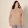imageAmazon Essentials Womens Fisherman Cable Turtleneck Sweater Available in Plus SizeCamel Heather