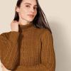 imageAmazon Essentials Womens Fisherman Cable Turtleneck Sweater Available in Plus SizeDark Chestnut Brown Heather