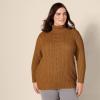 imageAmazon Essentials Womens Fisherman Cable Turtleneck Sweater Available in Plus SizeDark Chestnut Brown Heather
