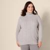 imageAmazon Essentials Womens Fisherman Cable Turtleneck Sweater Available in Plus SizeLight Grey Heather