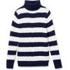 imageAmazon Essentials Womens Fisherman Cable Turtleneck Sweater Available in Plus SizeNavy White Rugby Stripe
