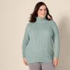 imageAmazon Essentials Womens Fisherman Cable Turtleneck Sweater Available in Plus SizeSage Green Heather