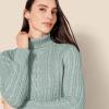 imageAmazon Essentials Womens Fisherman Cable Turtleneck Sweater Available in Plus SizeSage Green Heather