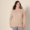 imageAmazon Essentials Womens Fisherman Cable Turtleneck Sweater Available in Plus SizeTaupe Heather