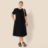 imageAmazon Essentials Womens Fit and Flare HalfSleeve Waisted Midi ALine Dress with PocketsBlack