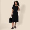 imageAmazon Essentials Womens Fit and Flare HalfSleeve Waisted Midi ALine Dress with PocketsBlack