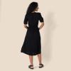 imageAmazon Essentials Womens Fit and Flare HalfSleeve Waisted Midi ALine Dress with PocketsBlack