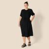 imageAmazon Essentials Womens Fit and Flare HalfSleeve Waisted Midi ALine Dress with PocketsBlack