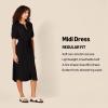 imageAmazon Essentials Womens Fit and Flare HalfSleeve Waisted Midi ALine Dress with PocketsBlack Camel Animal Print