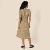 imageAmazon Essentials Womens Fit and Flare HalfSleeve Waisted Midi ALine Dress with PocketsBlack Camel Animal Print