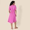 imageAmazon Essentials Womens Fit and Flare HalfSleeve Waisted Midi ALine Dress with PocketsBright Pink