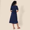 imageAmazon Essentials Womens Fit and Flare HalfSleeve Waisted Midi ALine Dress with PocketsNavy