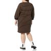 imageAmazon Essentials Womens Fleece Blouson Sleeve Boatneck Sweatshirt Dress Available in Plus SizeBlack Camel Stripe