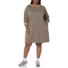 imageAmazon Essentials Womens Fleece Blouson Sleeve Boatneck Sweatshirt Dress Available in Plus SizeCamel Cheetah