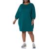 imageAmazon Essentials Womens Fleece Blouson Sleeve Boatneck Sweatshirt Dress Available in Plus SizeDark Green Heather