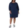 imageAmazon Essentials Womens Fleece Blouson Sleeve Boatneck Sweatshirt Dress Available in Plus SizeNavy