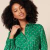 imageAmazon Essentials Womens Georgette Long Sleeve Midi Length Shirt DressGreen White Floral