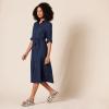 imageAmazon Essentials Womens Georgette Long Sleeve Midi Length Shirt DressNavy