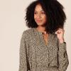 imageAmazon Essentials Womens Georgette Long Sleeve RelaxedFit Popover BlouseTaupe Leopard