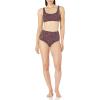 imageAmazon Essentials Womens High Waist Swim Bottom Available in Plus SizeBrick Red Leopard