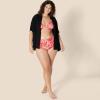 imageAmazon Essentials Womens High Waist Swim Bottom Available in Plus SizeBright Red Multi Folk Floral