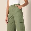 imageAmazon Essentials Womens HighRise RelaxedFit FullLength Wide Leg Cargo Khaki PantDark Olive