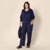 imageAmazon Essentials Womens HighRise RelaxedFit FullLength Wide Leg Cargo Khaki PantNavy
