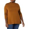 imageAmazon Essentials Womens Jersey LongSleeve Mock Neck Swing Tunic Previously Daily RitualDark Chestnut Brown