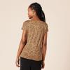 imageAmazon Essentials Womens Jersey RegularFit ShortSleeve BoatNeck TShirt Pack of 2BlackBrown Cheetah