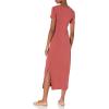 imageAmazon Essentials Womens Jersey StandardFit ShortSleeve Crewneck Side Slit Maxi Dress Previously Daily RitualBrick Red