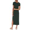imageAmazon Essentials Womens Jersey StandardFit ShortSleeve Crewneck Side Slit Maxi Dress Previously Daily RitualDeep Green