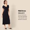 imageAmazon Essentials Womens Jersey VNeck Short Sleeve Midi Length DressDark Camel Animal Print