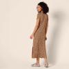 imageAmazon Essentials Womens Jersey VNeck Short Sleeve Midi Length DressDark Camel Animal Print