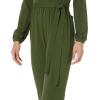 imageAmazon Essentials Womens Knit Surplice Jumpsuit Available in Plus SizeDark Olive