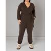 imageAmazon Essentials Womens Knit Surplice Jumpsuit Available in Plus SizeEspresso