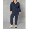 imageAmazon Essentials Womens Knit Surplice Jumpsuit Available in Plus SizeNavy