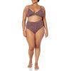 imageAmazon Essentials Womens LightSupport Classic Bikini Swimsuit TopBrick Red Leopard