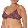 imageAmazon Essentials Womens LightSupport Classic Bikini Swimsuit TopBrick Red Leopard