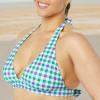 imageAmazon Essentials Womens LightSupport Tie Halter Bikini Swimsuit Top Available in Plus SizeBlueGreen Gingham