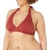 imageAmazon Essentials Womens LightSupport Tie Halter Bikini Swimsuit Top Available in Plus SizeBrick Red