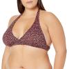 imageAmazon Essentials Womens LightSupport Tie Halter Bikini Swimsuit Top Available in Plus SizeBrick Red Leopard