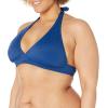 imageAmazon Essentials Womens LightSupport Tie Halter Bikini Swimsuit Top Available in Plus SizeDeep Blue